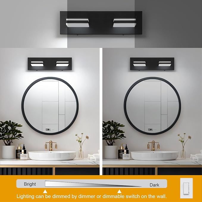 SineRise LED Modern Bathroom Vanity Light Fixtures, Matte Black Modern Acrylic - Image 3