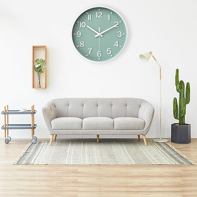 HZDHCLH Green Wall Clocks Battery Operated, 12 inch Silent Non Ticking Modern - Image 4