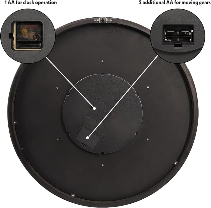 HOIBAI Wall Clock, 24 Inch Moving Gears Clock Large Wall Clock - Image 5