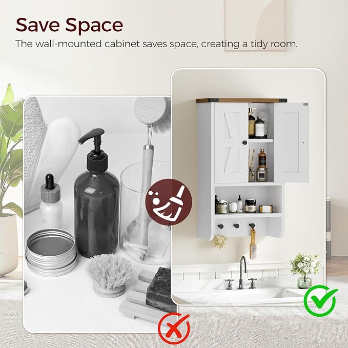 MAHANCRIS Bathroom Wall Cabinet, Farmhouse Medicine Cabinet - Image 8