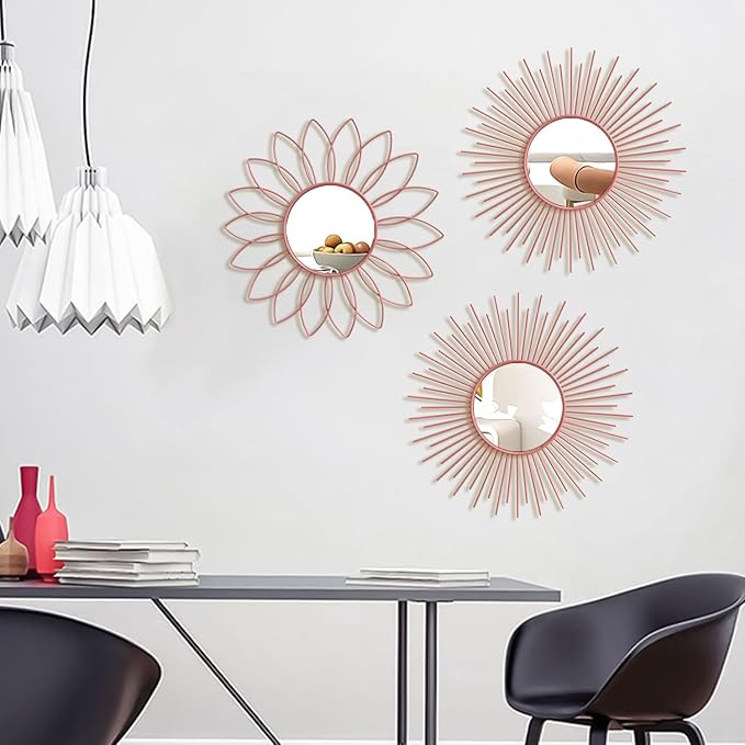 3 Pack Metal Mirrors for Wall Sunburst Wall Mirrors Home Décor Decorative - Image 6