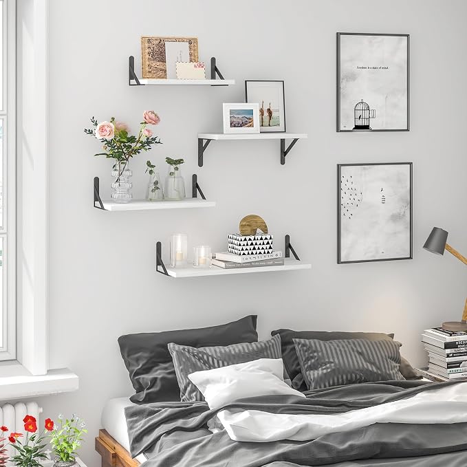 YGEOMER White Floating Shelves for Wall, Different Sizes Rustic Wall Shelves - Image 2