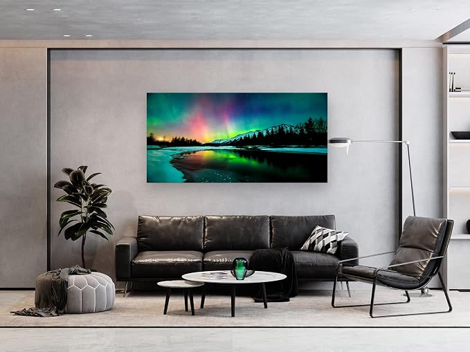 S01975 Wall Art Aurora scenery Painting on Canvas Prints Stretched and Framed - Image 5