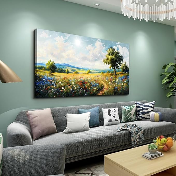 hyidecorart Nature Field Scenery Abstract Painting Large Wall Art - Image 2