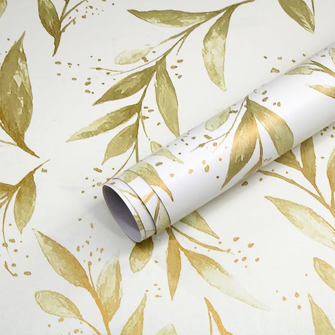 Livebor Leaf Peel and Stick Wallpaper Olive Leaf Contact Paper17.7in x 118.1in by LiveborDirectWallpaper
