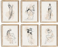 Vodefoad Figure Sketch Art Print Neutral Gallery Wall 6Pcs Set Soft feminine by VodefoadVintageWallArt