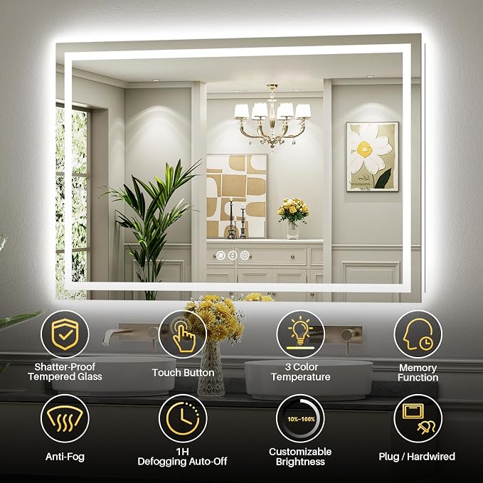 Briivue 60x40 Inch LED Bathroom Mirror - Image 2
