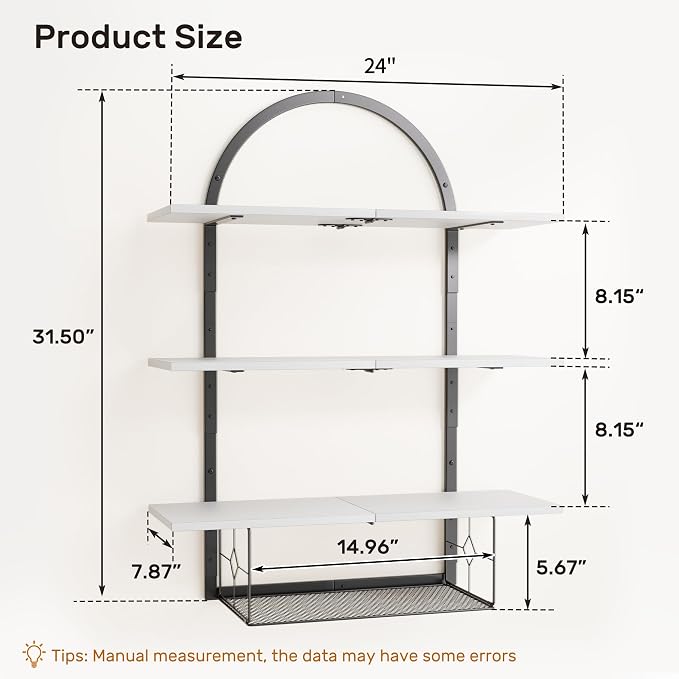 XLHOMO Floating Shelf for Wall- 31.5"x 24" 3+1 Tier White Bathroom Floating - Image 2