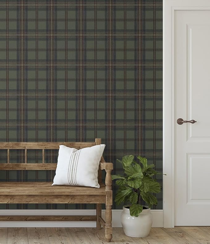 NextWall Harry & Grace Herringbone Plaid Premium Matte Non-Woven Peel and Stick - Image 6