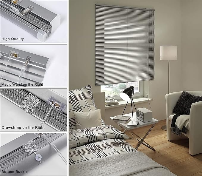 YIIBAII Mini Blinds Suitable for 47.5" W x 64" H Windows 1" Aluminum Horizontal - Image 3