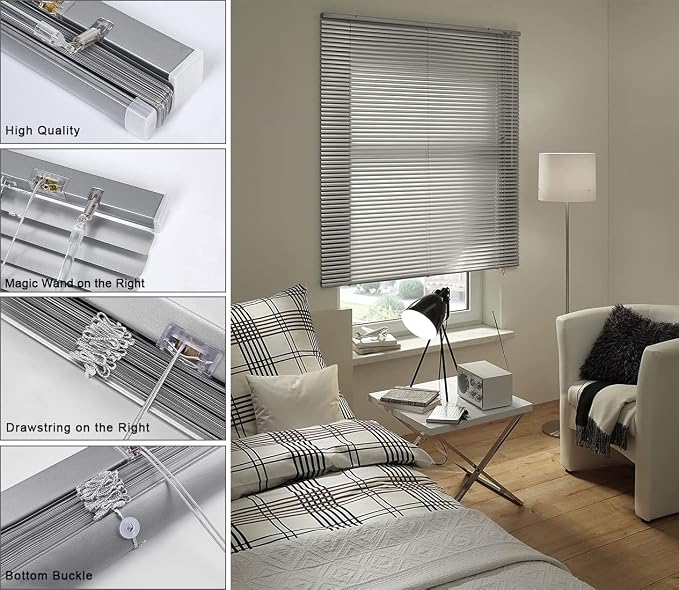 YIIBAII Mini Blinds Suitable for 44" W x 64" H Windows 1" Aluminum Horizontal - Image 4