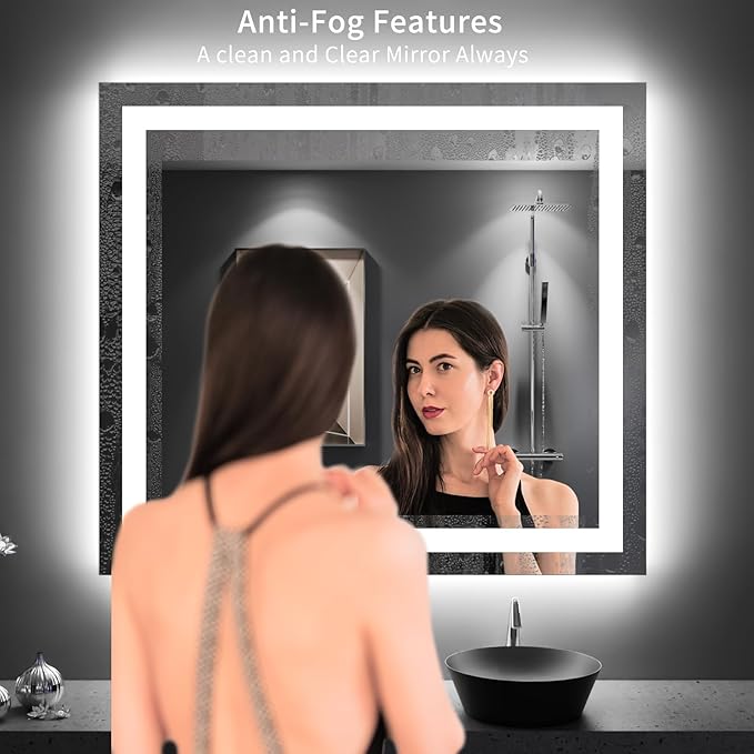LOAAO 40"X36" LED Bathroom Mirror - Image 3