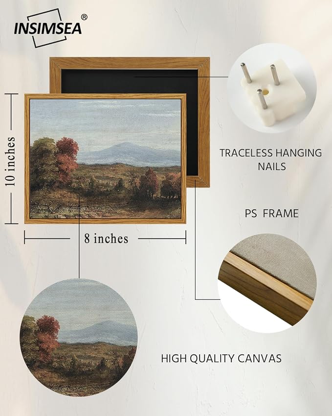 InSimSea Framed Canvas Wall Art, Vintage Fall Landscape Painting, Rustic Nature - Image 5