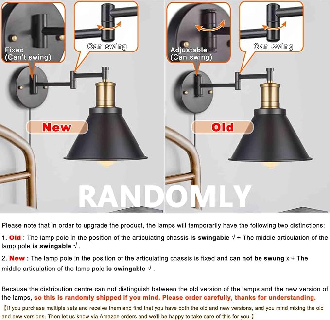 Swing Arm Wall Lamp Plug-in Cord Industrial Wall Sconce, Bronze and Black Finish - Image 3