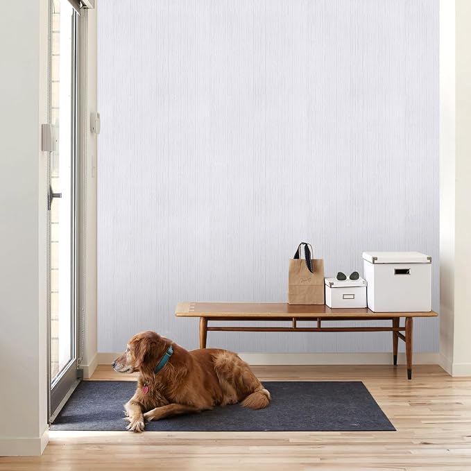 White Grasscloth Peel and Stick Wallpaper A Set of 23.6" X 480" Self-Adhesive - Image 2
