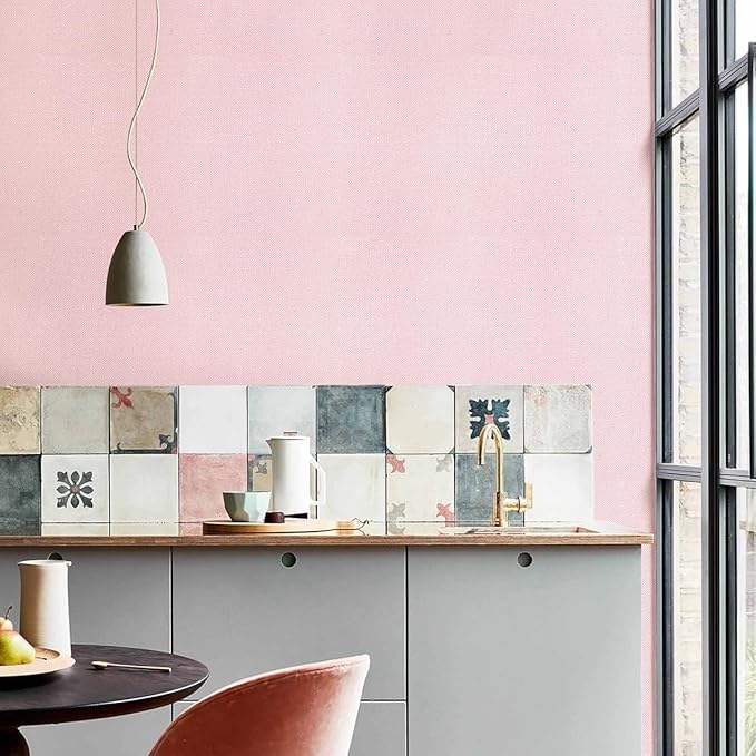 Pink Grasscloth Peel and Stick Wallpaper Textured Contact Paper 15.7inch x - Image 4