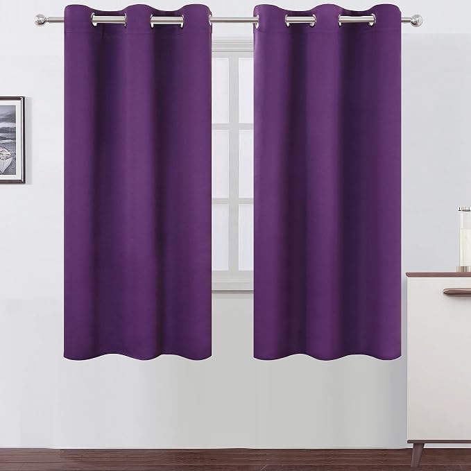 LEMOMO Purple Blackout Curtains/42 x 63 Inch/Set of Two Panels Grommet Bedroom by Lemomo