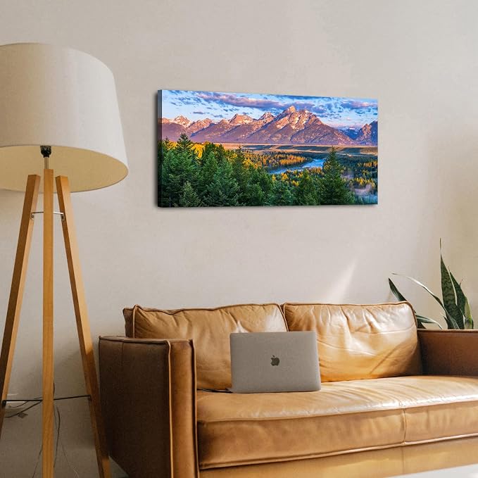 AIYISU Grand Teton Mountain Wall Art Sunset Nature National Park Posters Oxbow - Image 6