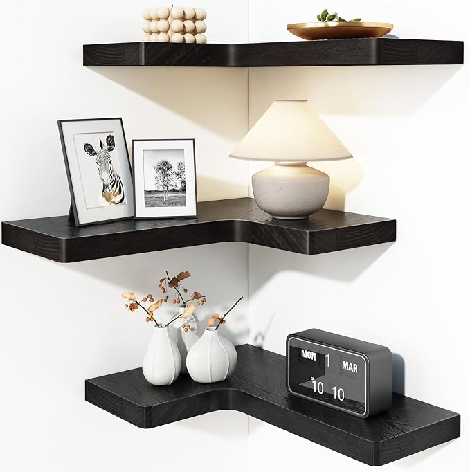 Fixwal Corner Floating Shelves for Wall Mounted Natural Solid Wood 16"x11.4" by Fixwal