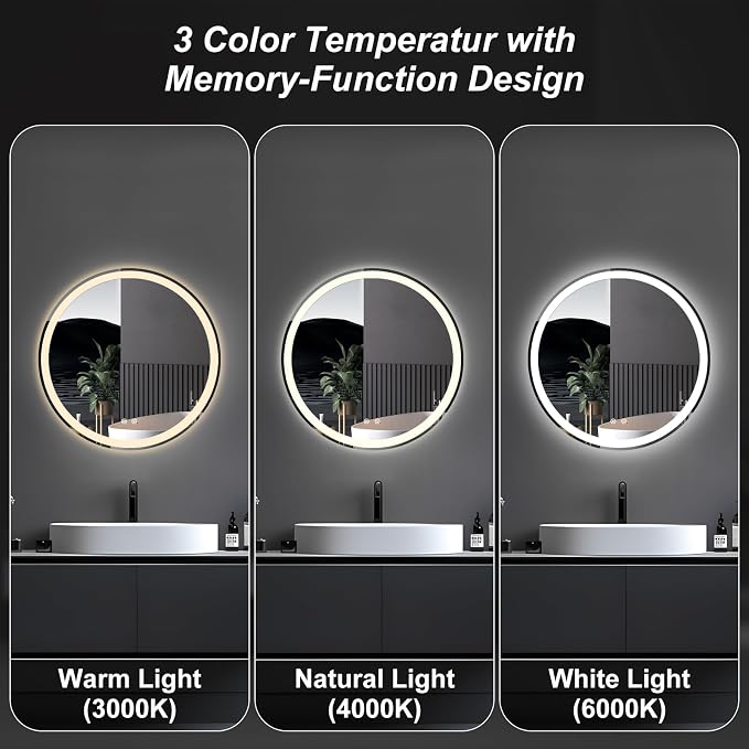 Sweetcrispy 36-Inch Round LED Bathroom Backlit Mirror - Image 5