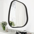 Irregular Wall Mirror Asymmetrical White Mirror Modern Wood Frame Unique Shape by HLFMVWE