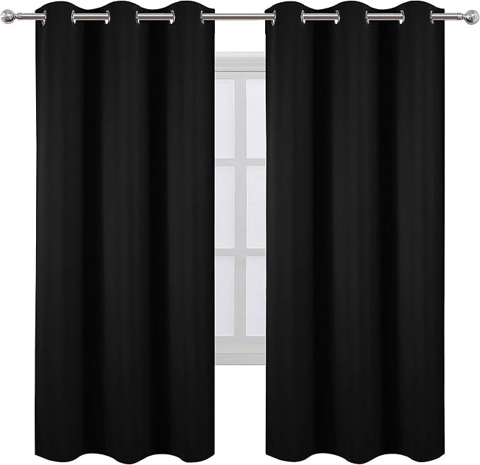 LEMOMO Black Thermal Blackout Curtains/42 x 72 Inch/Set of 2 Panels Room - Image 2