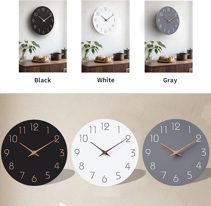 Mosewa Wall Clock Battery Operated 8 Inch White Silent Non Ticking Simple - Image 3