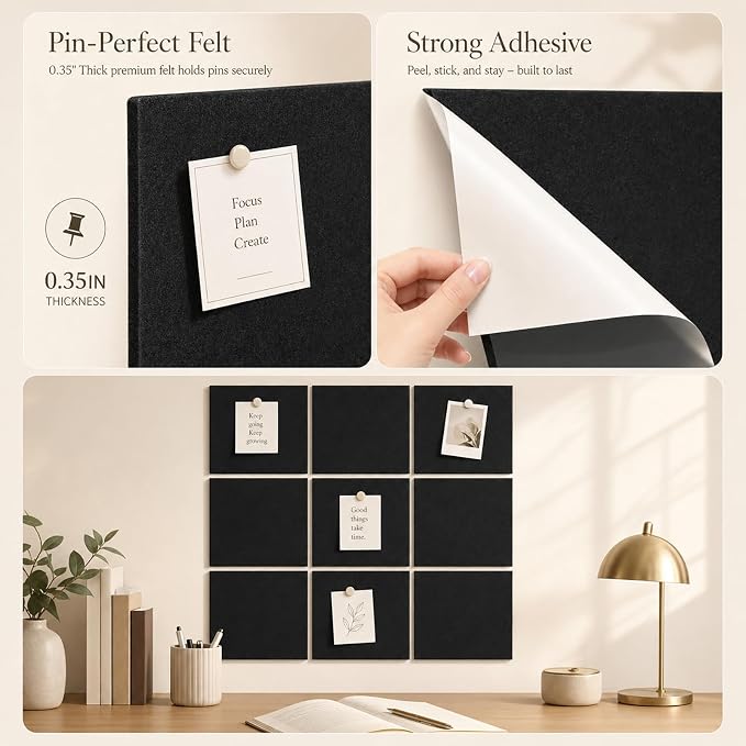 Large Cork Boards for Walls – 48" x 36" Self Adhesive Felt Wall Tiles - Image 3