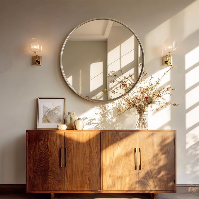 USHOWER Gold Bathroom Mirrors for Over Sink, 30 Inch Circle Mirror - Image 8