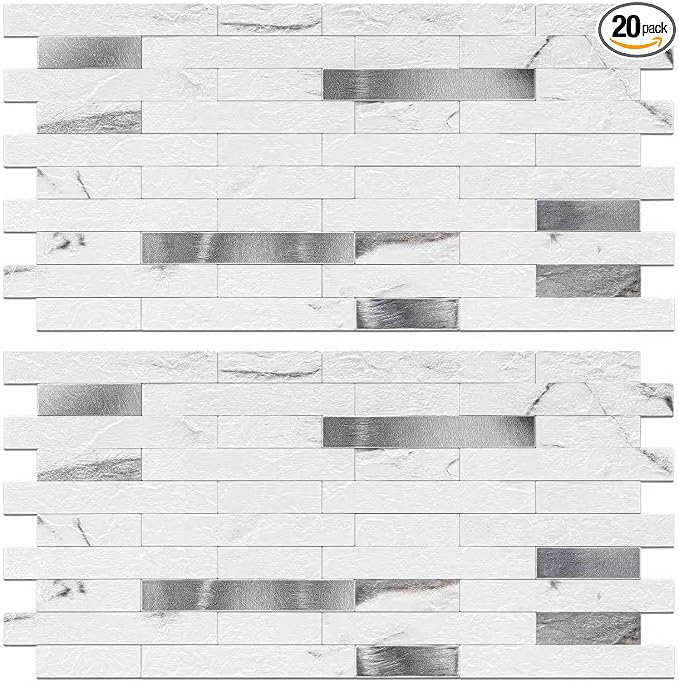 Peel and Stick Backsplash Tile Waterproof Removable PVC Wall Sticker 3D Faux by KOYNSLE