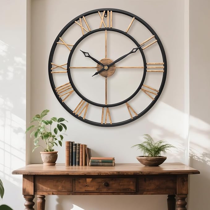 18.5 Inch Large Wall Clocks for Living Room, Modern Decorative Metal Big - Image 2