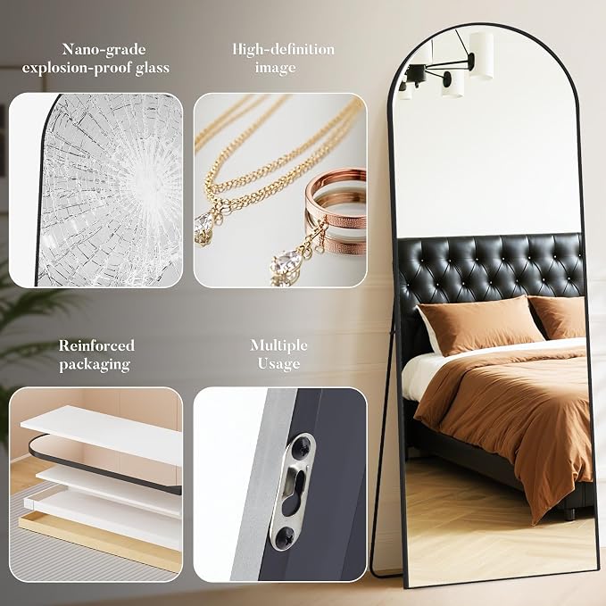 DUMOS Arched Wall-Mounted Full Length Mirror 27"x71" - Image 4