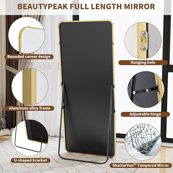 BEAUTYPEAK Full Length Mirror, Suitable - Image 3