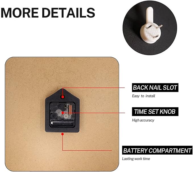 ArtSocket Wooden Wall Clock Silent Non-Ticking, Battery Operated - Image 3