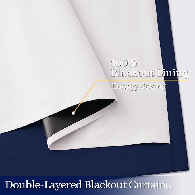 Yakamok 100% Blackout Curtain Panels 63 inches Cold and Light Blocking Drapes - Image 5