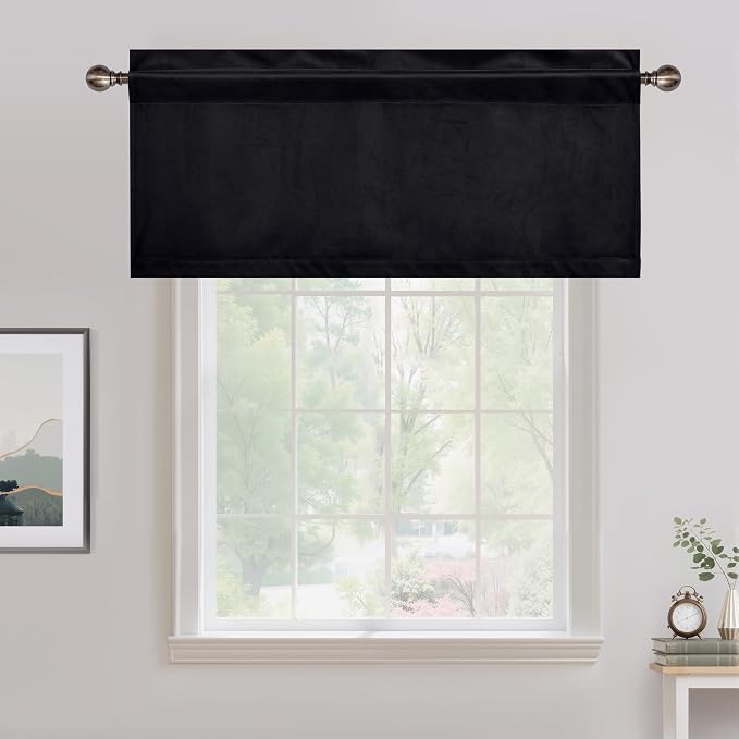 NICETOWN Black Velvet Valance Curtains - Image 8