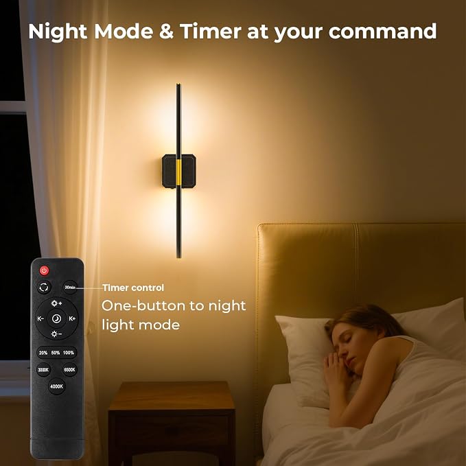 GvvooHome Battery Operated Wall Sconces Set of 2, Detachable 360°Rotate Wall - Image 7