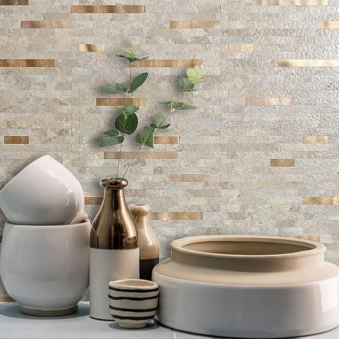 AULIGET 20 Sheets Faux Stone Peel and Stick Backsplash - Image 2
