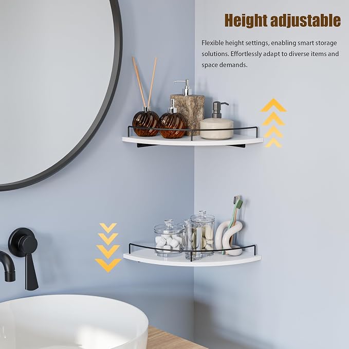 Corner Floating Shelves, Rustic Brown Wood, Wall Mount Storage - Image 9