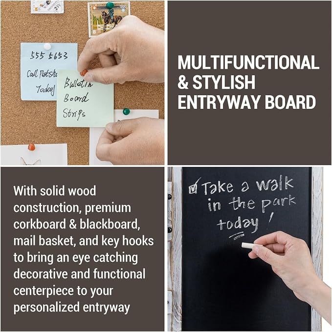 MyGift 3 Panel Wall Mounted Entryway Bulletin Board Combo Set - Image 2