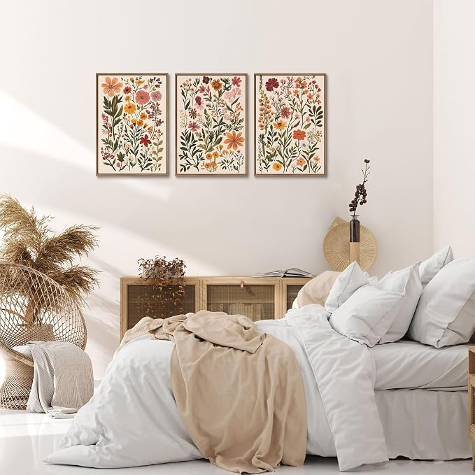 KISSFOX 3 Piece Boho Floral Canvas Wall Art - Image 5