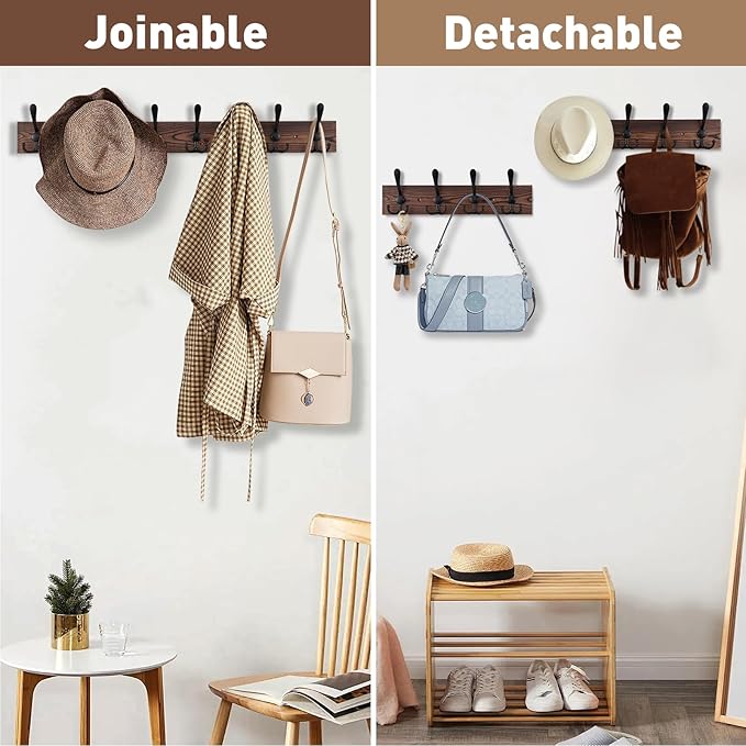 Kuhome 32.2'' Large Coat Rack Wall Mount Coat Hooks Coat Hanger - Image 7