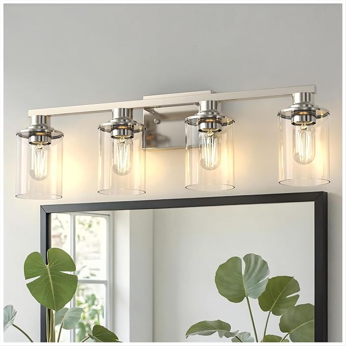 DORESshop 4-Light Vanity Light Fixtures, Nickel Bathroom Light Fixtures Over by DORESshop