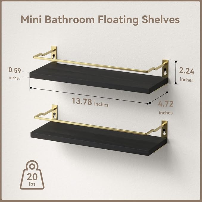 RICHER HOUSE Bathroom Floating Wall Shelf Set of 2 - Image 3