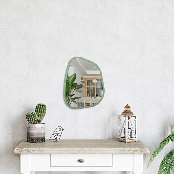 Asymmetrical Mirror for Wall Irregular Wood Frame Modern Unique Wall Mirror - Image 4