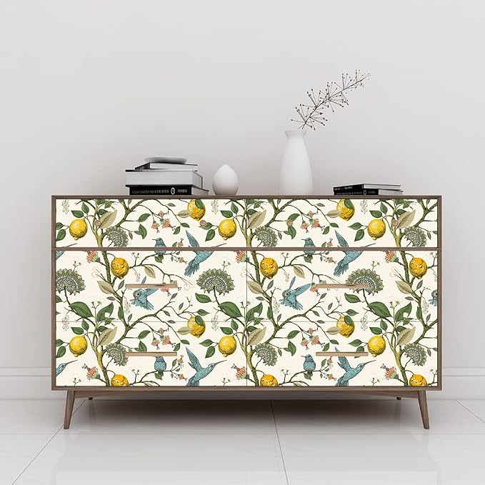 Blue Bird Self Adhesive Wallpaper Fresh Lemon Tree Peel and Stick Wallpaper - Image 2
