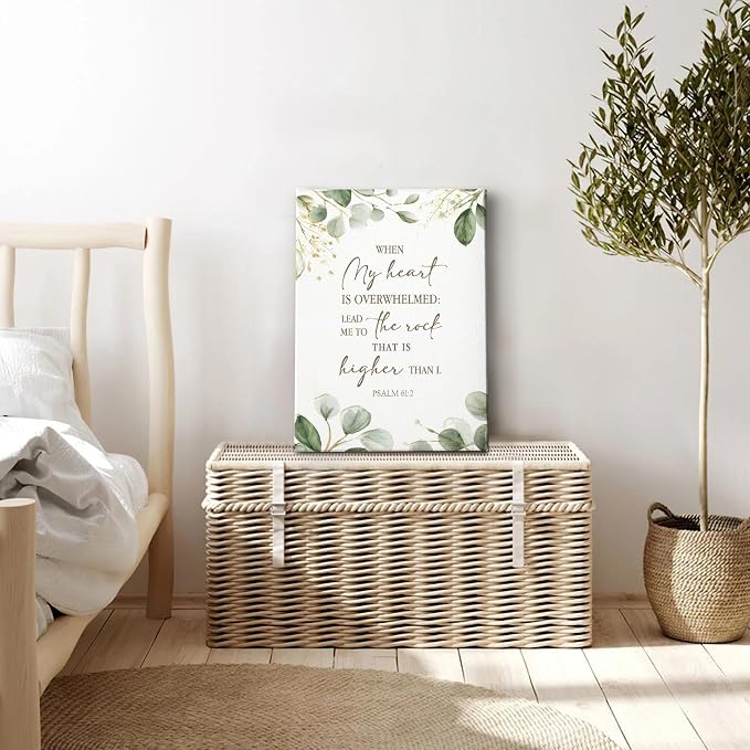 HIWX Christian Bible Verses Wall Decor, When My Heart Is Overwhelmed Religious - Image 3