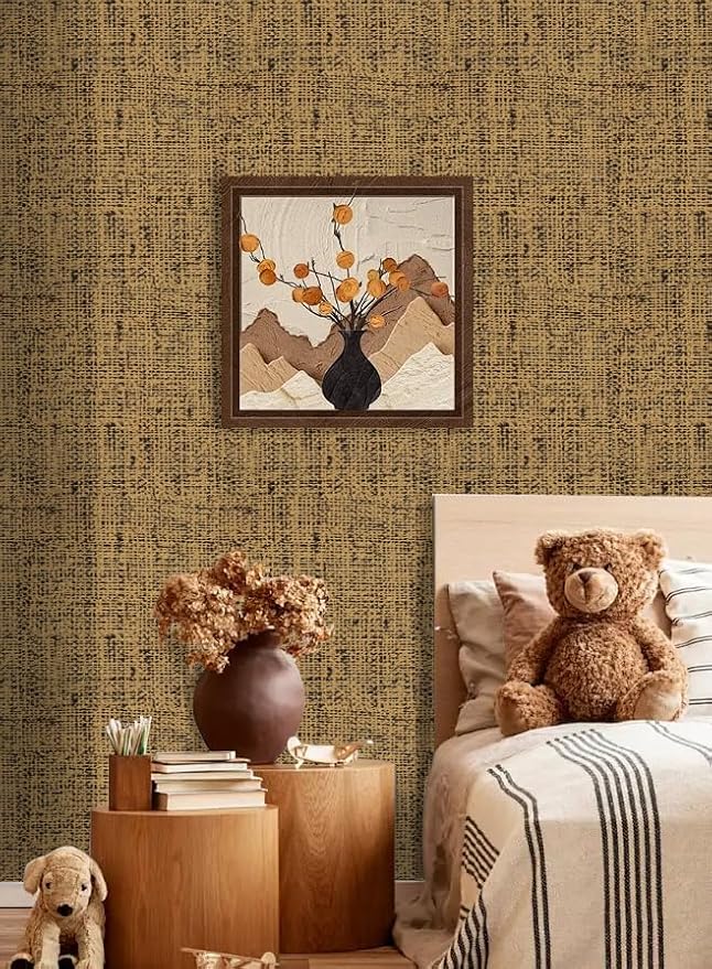 Brown Grasscloth Peel and Stick Wallpaper Textured Contact Paper - Image 8