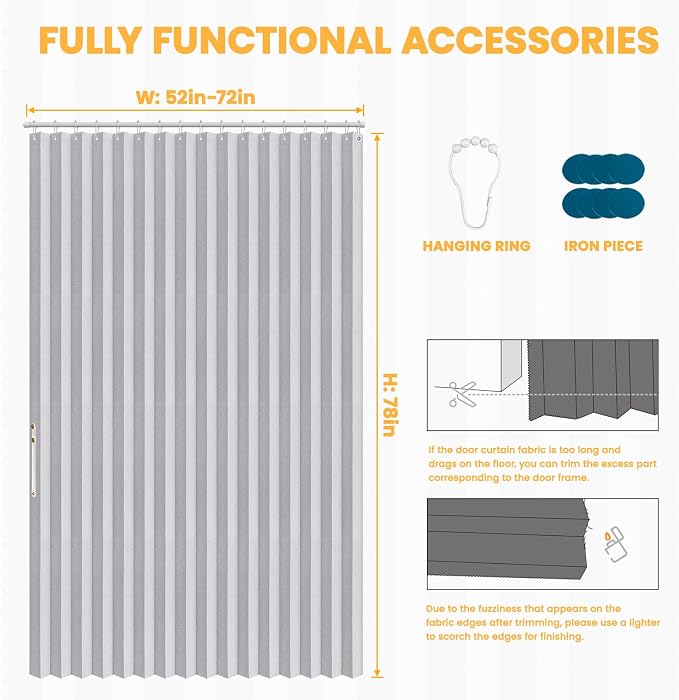 AJAZZ 100% Blackout Accordion Doors Interior Closet Curtain Magnetic Door - Image 2