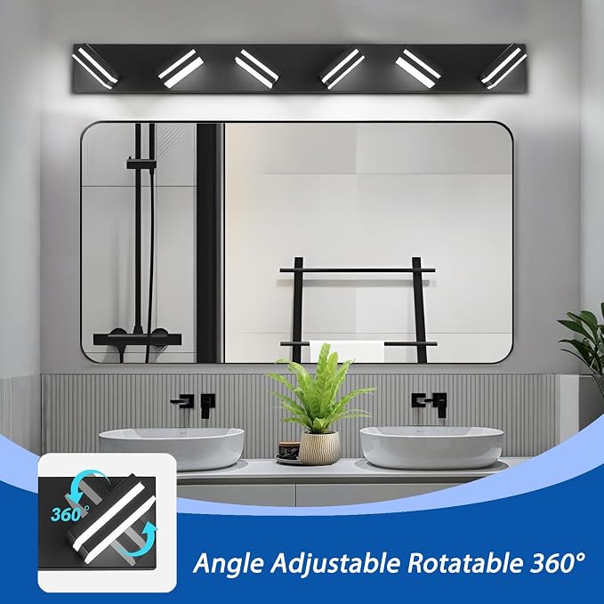IZORRO LED Modern Bathroom Lights Fixtures, Matte Black Acrylic Wall Lighting - Image 2